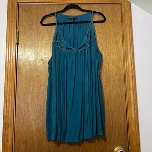 EUC Lane Bryant Caribbean Blue Sleeveless Blouse with Lace Detailing 🩵 Size 26
